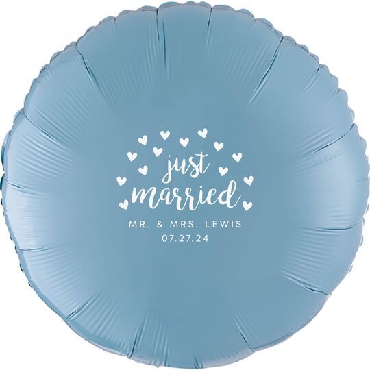 Confetti Hearts Just Married Mylar Balloons